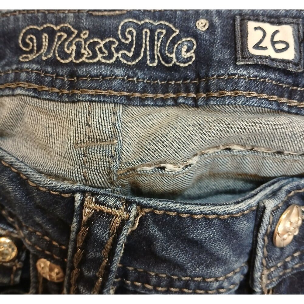 Miss Me Womens Mid-Rise Straight Jeans Size 26 32" Inseam Stretch #C-12 - Picture 4 of 10